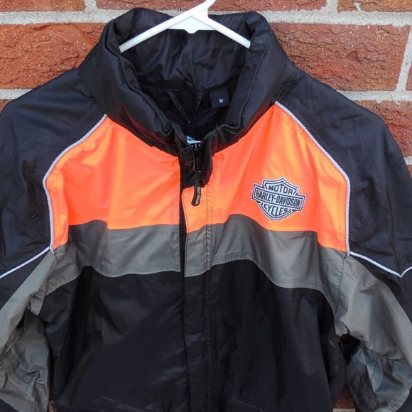 Harley Davidson High Tail Colorblock Hi-Vis Rain Jacket Men's Medium 98337-15VM - Picture 3 of 12